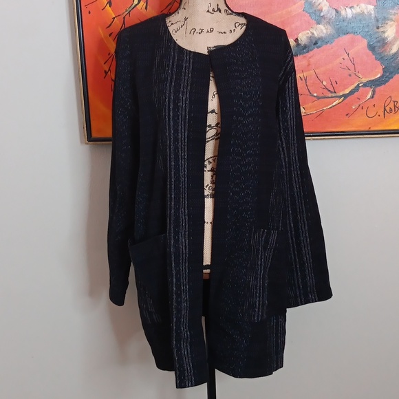Eileen Fisher Koshi Crossings Organic Cotton Open Front Jacket Size XL - Picture 7 of 8